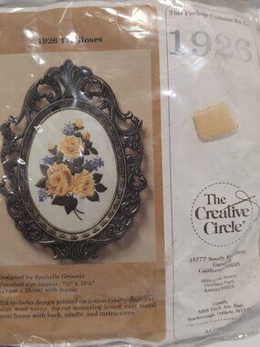 Creative Circle #1926 Tea Roses Vintage 1983 Kit Brand New in Package Embroidery